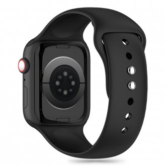 Juodos spalvos apyrankė "Tech-Protect Silicone" laikrodžiui Apple Watch 4 / 5 / 6 / 7 / 8 / 9 / 10 / 11 / SE / ULTRA (44 / 45 / 46 / 49 MM)