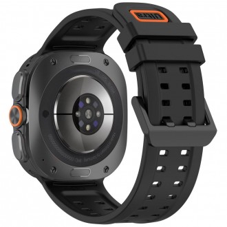 Juoda apyrankė Tech-Protect Silicone Air laikrodžiui Samsung Galaxy Watch ULTRA 1 / 2 2024-2026 (47 MM)