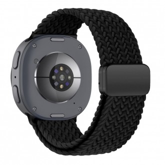 Juodas tekstilinis dirželis Tech-Protect Nylonmag laikrodžiui Samsung Galaxy Watch 8 / 9 / CLASSIC (40 / 44 / 46 MM)