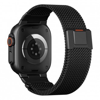Juoda nerūdijančio plieno apyrankė Tech-Protect Milano Vanguard laikrodžiui Apple Watch 8 / 9 / 10 / 11 / 12 / SE / ULTRA (44 / 45 / 46 / 49 MM)