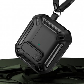 Juodas dėklas "Tech-Protect X-Carbo" skirtas Apple Airpods Pro 1 