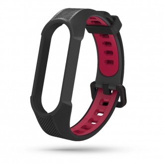 Juoda/Raudona apyrankė "Tech-Protect Armour" laikrodžiui Xiaomi Mi Smart Band 5 / 6 / 6 NFC / 7