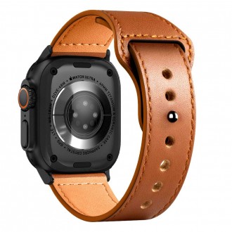 Ruda odinė apyrankė "Tech-Protect Naturalfit" laikrodžiui Apple Watch 4 / 5 / 6 / 7 / 8 / 9 / 10 / SE / ULTRA 1 / 2 (44 / 45 / 46 / 49 MM