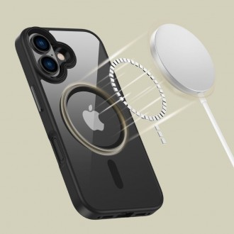 Skaidrus dėklas su juodomis detalėmis "Tech-Protect Magmat Magsafe" telefonui iPhone 16  