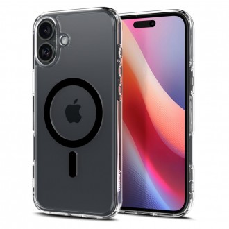 Itin tvirtas skaidrus dėklas su juodomis detalėmis "Spigen Ultra Hybrid Mag Magsafe" telefonui Apple iPhone 16 Plus