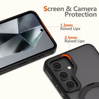 Juodas matinis dėklas/stovas "Tech-Protect Magring Magsafe" telefonui Samsung Galaxy S25 