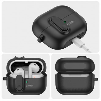 Juodas dėklas "Tech-Protect Slim Hook" ausinėms Samsung Galaxy Buds 3 / 3 FE / 3 PRO