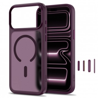 Skaidrus apsauginis dėklas Tech-Protect MagMat MagSafe CC telefonui Apple Iphone 17 PRO MAX / 18 PRO MAX BURGUNDY/CLEAR
