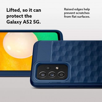 Mėlynas, 3D dizaino dėklas, "Spigen Caseology Parallax" GALAXY A52 / A52 5G telefonui