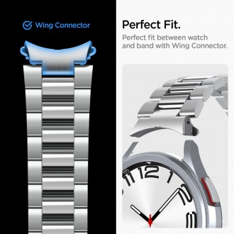 Sidabro spalvos apyrankė "Spigen Modern Fit Band" laikrodžiui Samsung Galaxy Watch 6 Classic (47 MM) 