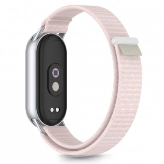 Rožinės spalvos tekstilinis dirželis "Tech-Protect Nylon Stripe" laikrodžiui Xiaomi Smart Band 8 / 9 / 10 / NFC
