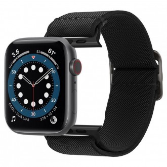 Juodas tekstilinis dirželis Spigen "Fit Lite" laikrodžiui Apple Watch 4 / 6 / 7 / 8 / 9 / 10 / SE / ULTRA 1 / 2 (44 / 45 / 46 / 49 MM)