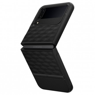 Juodas 3D dizaino dėklas, "Spigen Caseology Parallax" telefonui Galaxy Z Flip 4