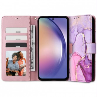 Marmurinis atverčiamas dėklas "Tech-Protect Wallet Marble" telefonui Galaxy A34 5G