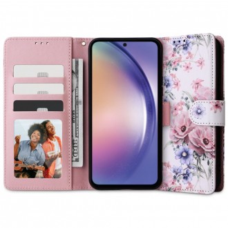 Gėlėtas atverčiamas dėklas "Tech-Protect Wallet Blossom Flower" telefonui Galaxy A14 4G / 5G
