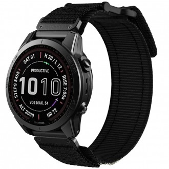 Juodos spalvos tekstilinis dirželis "Tech-Protect Scout Pro" laikrodžiui Garmin Fenix 3 / 5X / 3HR / 5X PLUS / 6X / 6X PRO / 7X 