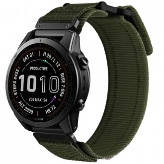 Chaki / žalios spalvos tekstilinis dirželis "Tech-Protect Scout Pro" laikrodžiui Garmin Fenix 3 / 5X / 3HR / 5X PLUS / 6X / 6X PRO / 7X