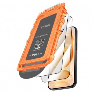 Apsauginis stikliukas juodais kraštais su montavimo rėmeliu Tech-Protect QUICK SET+ 2-PACK (2-vnt.) telefonui Apple Iphone 17 PRO MAX / 18 PRO MAX
