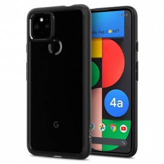 Skaidrus tvirtas Spigen dėklas juodais kraštais "Ultra Hybrid" telefonui Google Pixel 4A (5G)