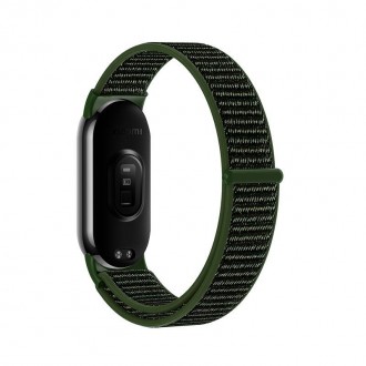 Tamsiai žalia apyrankė "Tech-Protect Nylon" laikrodžiui Xiaomi Smart Band 8 / 8 NFC