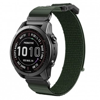 Žalios spalvos tekstilinis dirželis "Tech-Protect Scout" laikrodžiui Garmin Fenix 5 / 6 / 6 PRO / 7