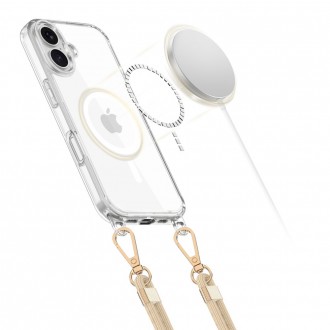 Skaidrus dėklas su dirželiais "Tech-Protect Flexair Chain Black & Taupe" skirtas Apple iPhone 16