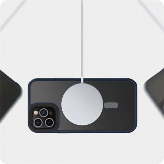 Matinis/permatomas dėklas juodais kraštais Tech-Protect "Magmat Magsafe" telefonui iPhone 13 
