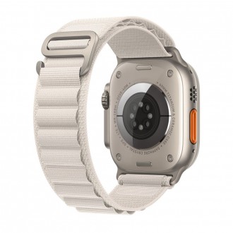 Kreminės spalvos apyrankė "Tech-Protect Nylon Pro" laikrodžiui Apple Watch 4 / 5 / 6 / 7 / 8 / 9 / 10 / SE / ULTRA 1 / 2 (44 / 45 / 46 / 49 MM)
