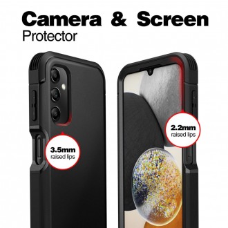 Juodas dviejų dalių dėklas "Tech-Protect Kevlar" telefonui Samasung Galaxy A14 4G / 5G
