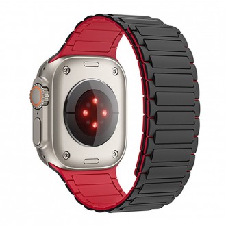 Juoda/Raudona apyrankė "Tech-Protect Iconband Magnetic" laikrodžiui Apple Watch 4 / 5 / 6 / 7 / 8 / 9 / SE / ULTRA 1 / 2 (42 / 44 / 45 / 49 MM) 