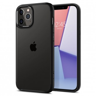Itin tvirtas skaidrus dėklas juodais kraštais "Spigen Ultra Hybrid" telefonui iPhone 12/12 Pro