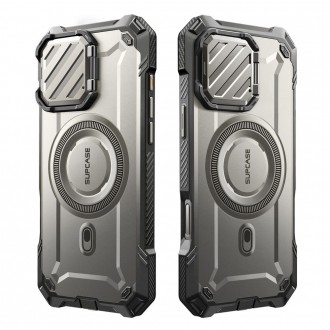 Pilkas itin tvirtas dėklas/stovas "Supcase UB XT Mag Magsafe" telefonui iPhone 16 Pro