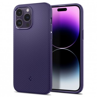 Purpurinės originalios matinės tekstūros dėklas "Spigen Mag Armor" telefonui iPhone 14 Pro Max