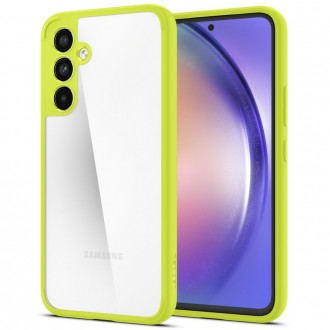 Itin tvirtas skaidrus, citrinos spalvos kraštais dėklas "Spigen Ultra Hybrid" telefonui Galaxy A54 5G