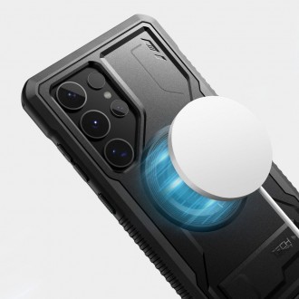 Juodas dviejų dalių dėklas "Tech-Protect Kevlar Magsafe+" telefonui Samsung Galaxy S24 Ultra