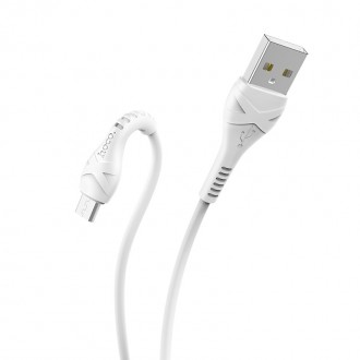 Baltas USB kabelis HOCO X37 Cool Power "microUSB" 1m