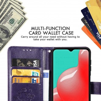 Violetinis atverčiamas dėklas "Gėlių knyga" telefonui Samsung Galaxy A15 4G / A15 5G