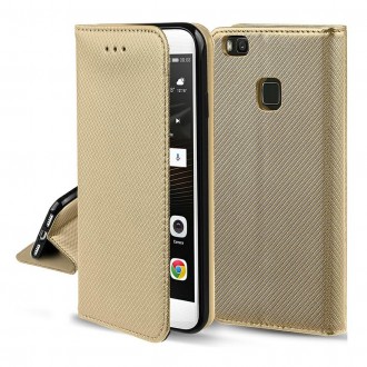 Aukso spalvos atverčiamas dėklas "Smart Magnet" telefonui Xiaomi Redmi 12 / Redmi Note 12R / Poco M6 Pro 5G