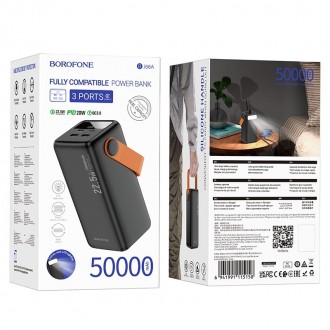 Išorinė baterija Power Bank Borofone BJ66A 22.5W+PD20W 50000mAh juoda