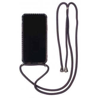 Skaidrus dėklas su juodu dirželiu "Strap Case" skirtas  Apple iPhone 12 / 12 Pro