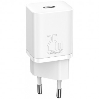 Įkroviklis buitinis Baseus Super Si 25W + Type-C 1.0m baltas TZCCSUP-L02