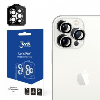 Apsauginis stikliukas kamerai sidabriniais krašteliais "3MK Lens Pro"  telefonui Apple iPhone 15