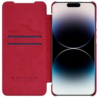 Raudonas atverčiamas dėklas "Nillkin Qin Pro Leather" telefonui iPhone 14 Pro 