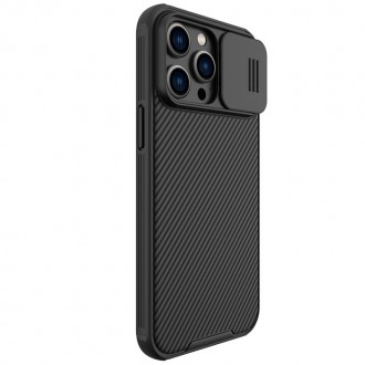 Juodas dėklas su kameros apsauga "Nillkin CamShield Pro" telefonui iPhone 14 