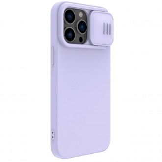 Šviesiai violetinis dėklas su kameros apsauga "Nillkin CamShield Silky Magnetic Silicone" telefonui iPhone 14 Plus
