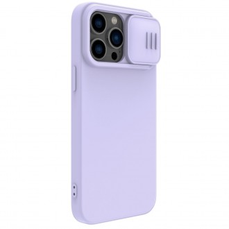 Šviesiai violetinis dėklas su kameros apsauga "Nillkin CamShield Silky Magnetic Silicone" telefonui iPhone 14 