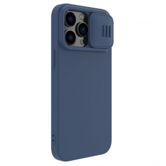 Tamsiai mėlynas dėklas su kameros apsauga "Nillkin CamShield Silky Magnetic Silicone" telefonui iPhone 14 Pro Max