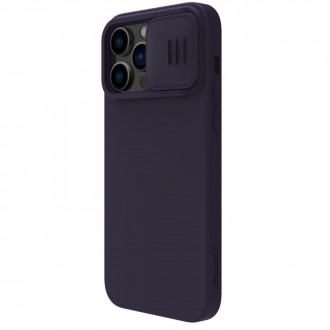 Tamsiai violetinis dėklas su kameros apsauga "Nillkin CamShield Silky Silicone" telefonui iPhone 15 Pro