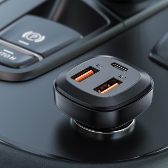 Automobilinis įkroviklis Acefast B9 66W 2xUSB-A+USB-C juodas