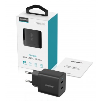 Pakrovėjas-Įkroviklis Choetech Q5006 2xUSB-C PD40W juodas